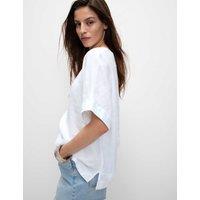 Pure Linen Round Neck Relaxed Blouse