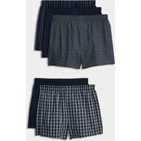 5pk Pure Cotton Assorted Woven Boxers