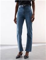 Lyocell Blend High Waisted Straight Leg Jeans