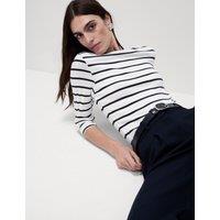 Pure Cotton Striped Slash Neck Slim Fit Top