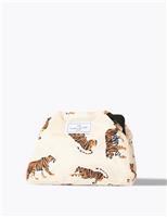 Open Flat Makeup Bag In Neutral Tigers