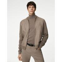 Cotton Rich Zip Up Knitted Bomber