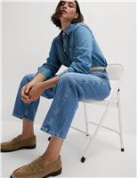 M&S High Waisted Carrot Leg Ankle Grazer Jeans Medium Indigo