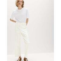 M&S High Waisted Carrot Leg Ankle Grazer Jeans Ecru