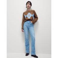 High Waisted Crease Front Slim Flare Jeans