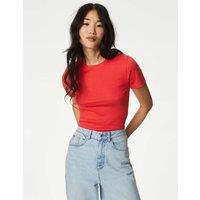 M&S Pure Cotton Slim Fit T-Shirt Medium Red