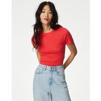 M&S Pure Cotton Slim Fit T-Shirt Medium Red