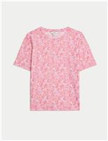 M&S Printed Relaxed T-Shirt Pink Mix