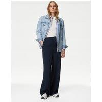 Crepe Elasticated Waist Wide Leg Trousers