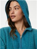 M&S Brushed Back Borg Hoodie Dark Turquoise