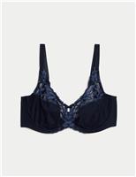 M&S Wild Blooms Wired Full Cup Bra F-H Navy