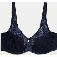 M&S Wild Blooms Wired Full Cup Bra F-H Navy