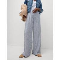 M&S Linen Blend Wide Leg Trousers Grey