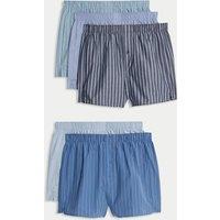 5pk Pure Cotton Striped Woven Boxers