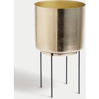 Large Textured Gold Planter with Stand