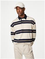 M&S Pure Cotton Striped Rugby Shirt Ecru Mix