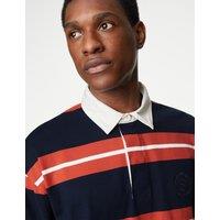 M&S Pure Cotton Striped Rugby Shirt Navy Mix