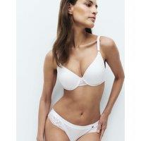 Rosie Rib & Lace Wired Full Cup Lounge Bra A-E White