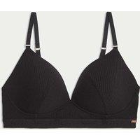 Rosie Lounge Rib & Lace Non Wired Plunge Bra (A-E) Black