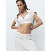 Rosie Lounge Rib & Lace Non Wired Plunge Bra A-E White