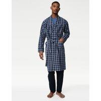 Pure Cotton Checked Dressing Gown