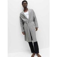 M&S Pure Cotton Waffle Lightweight Dressing Gown Grey Mix
