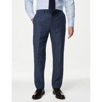 British Wool Linen Blend Check Suit Trousers