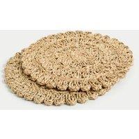 Set of 2 Floral Rattan Placemats