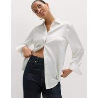 M&S Satin Collared Shirt Ivory