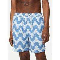 Quick Dry Wave Print Swim Shorts