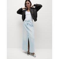 Denim Split Front Maxi Skirt