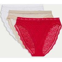 3pk Mesh & Lace High Leg Knickers