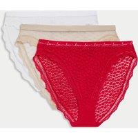 3pk Mesh & Lace High Leg Knickers