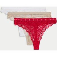 3pk Mesh & Lace Thongs