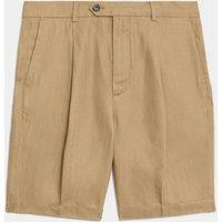 Linen Blend Single Pleat Shorts