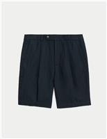 Linen Blend Single Pleat Shorts