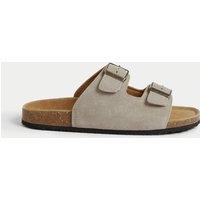 M&S Suede Slip-On Corkbed Sandals Sand