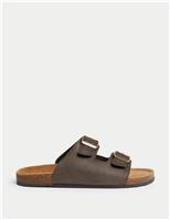 M&S Leather Slip-On Sandals Chocolate