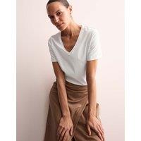 JAEGER Pure Mercerised Cotton V-Neck T-Shirt White