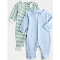 M&S 2 Pack Adaptive Pure Cotton Sleepsuits (7lbs-16 Yrs) Blue/Green