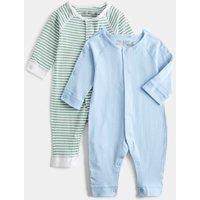 M&S 2 Pack Adaptive Pure Cotton Sleepsuits (7lbs-16 Yrs) Blue/Green