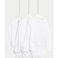 M&S 3 Pack Adaptive Pure Cotton Bodysuits (7lbs-16 Yrs) White