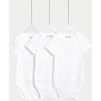 M&S 3 Pack Adaptive Pure Cotton Bodysuits (7lbs-16 Yrs) White