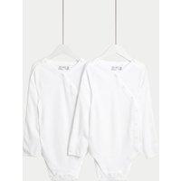 M&S 2 Pack Adaptive Pure Cotton Bodysuits (7lbs-16 Yrs) White