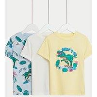 3pk Pure Cotton Dinosaur T-Shirts (2-8 Yrs)