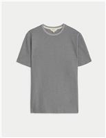 M&S Pure Cotton Jersey Pyjama Top Grey Mix
