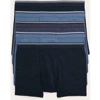 M&S 5 Pack Cotton Stretch Cool & Fresh Marl Trunks Blue Mix
