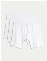 M&S 3 Pack Cotton Rich Cool & Fresh Longer Length Trunks White