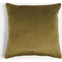 M&S Velvet Piped Large Cushion Olive