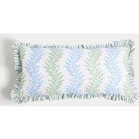 Cotton with Linen Leaf & Striped Bolster Cushion